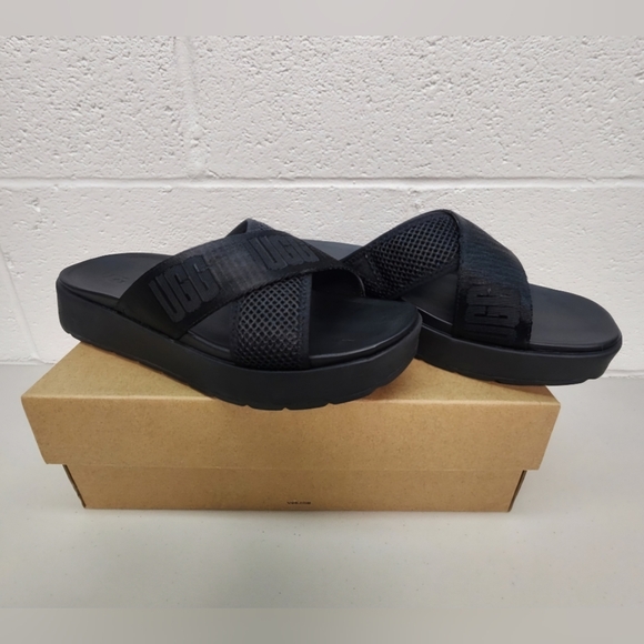 Ugg Emily Mesh Sandals Women's Size 8.5 Ugg Black Crisscross Comfort Slides - Picture 9 of 12